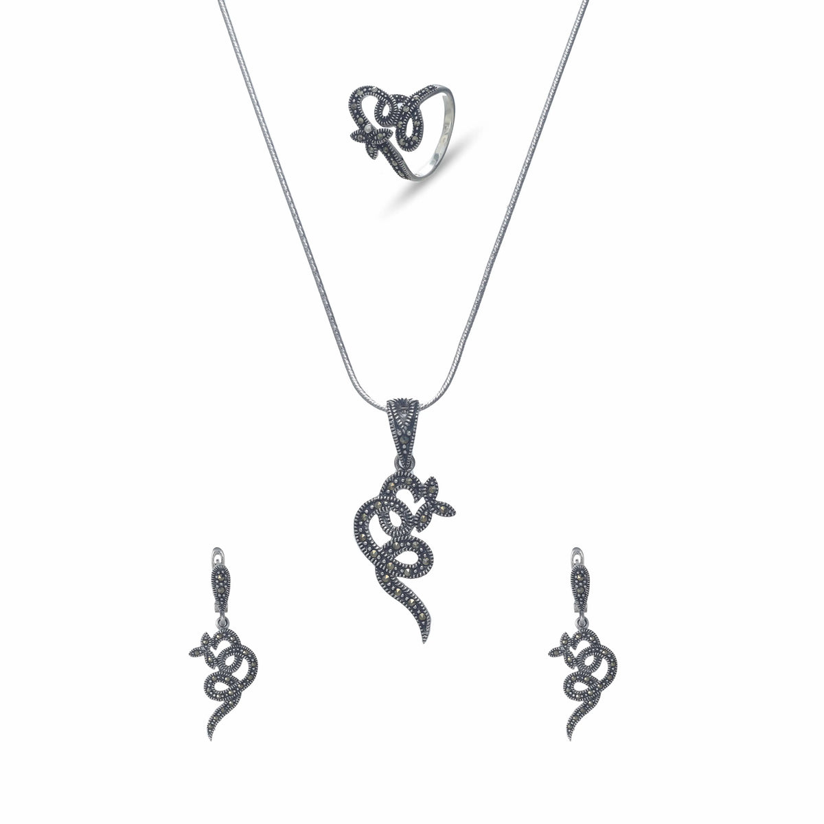 925 Silver Serpentine Elegance Set - 925 sterling silver jewellery set by Tassya Silver
