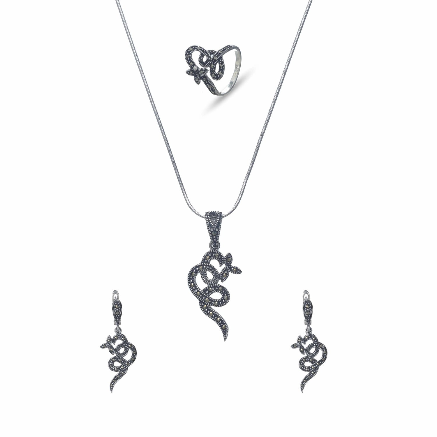 925 Silver Serpentine Elegance Set - 925 sterling silver jewellery set by Tassya Silver