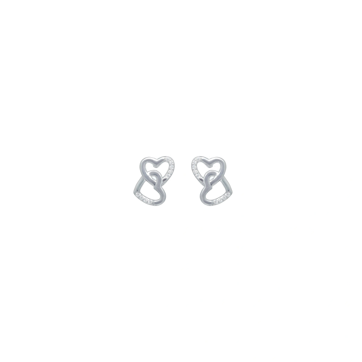 925 Silver Linked Hearts Top - 925 sterling silver earrings by Tassya Silver