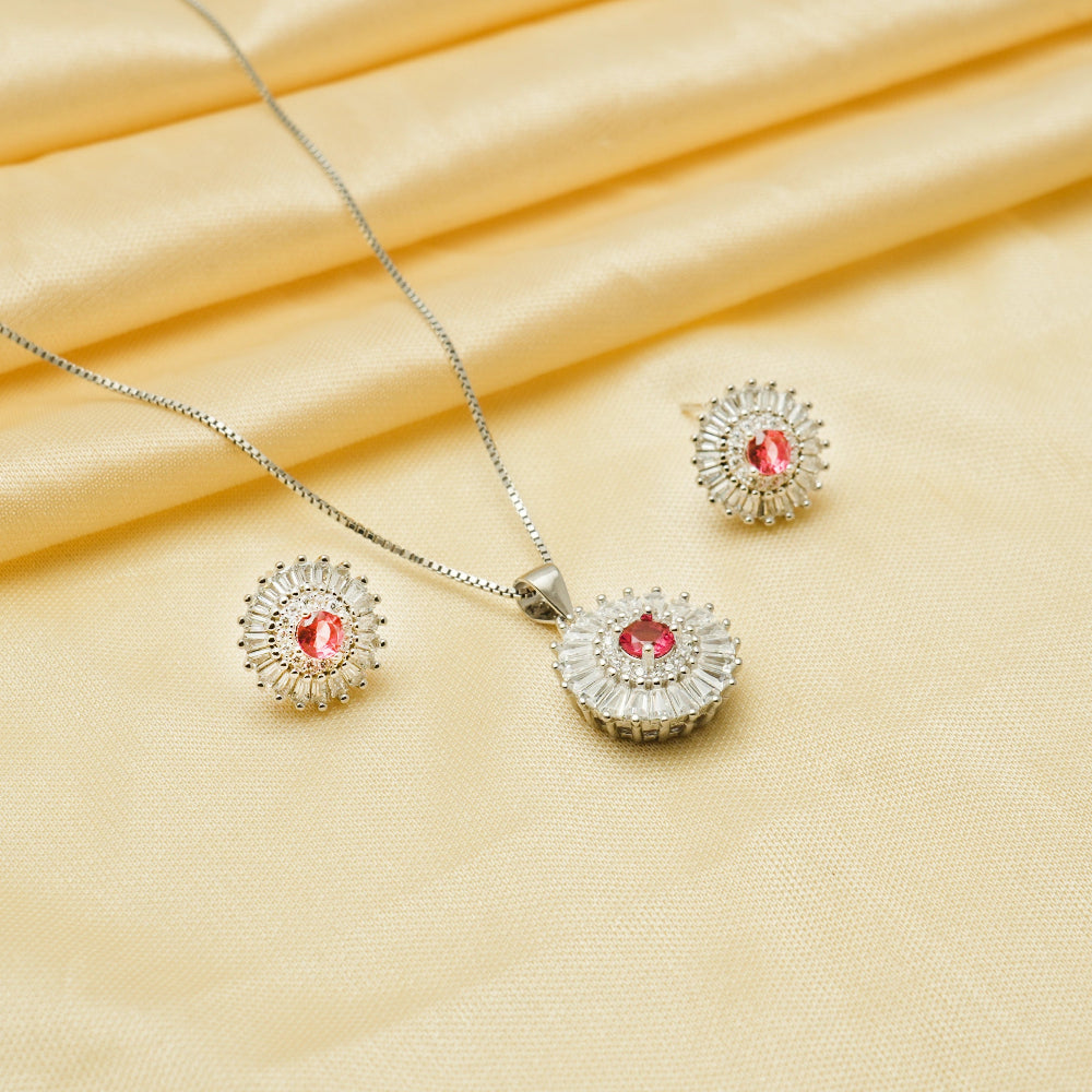 925 Silver Blush Glow Chain Pendant - 925 sterling silver pendant by Tassya Silver