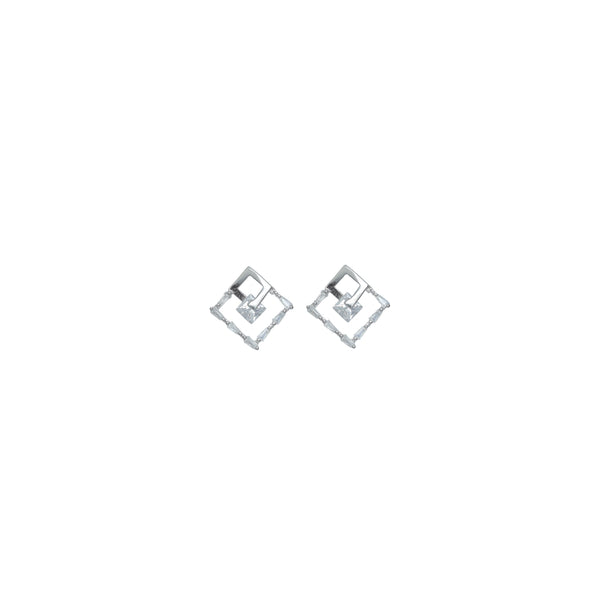 925 Silver Our Leaf Sparkle Studs