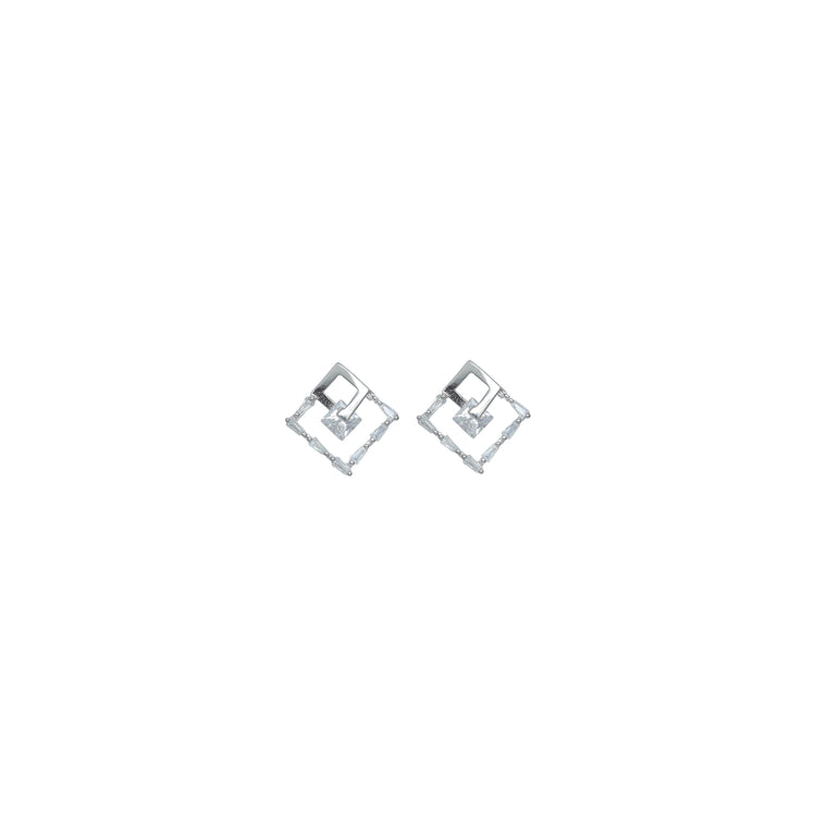 925 Silver Our Leaf Sparkle Studs - 925 sterling silver earrings by Tassya Silver