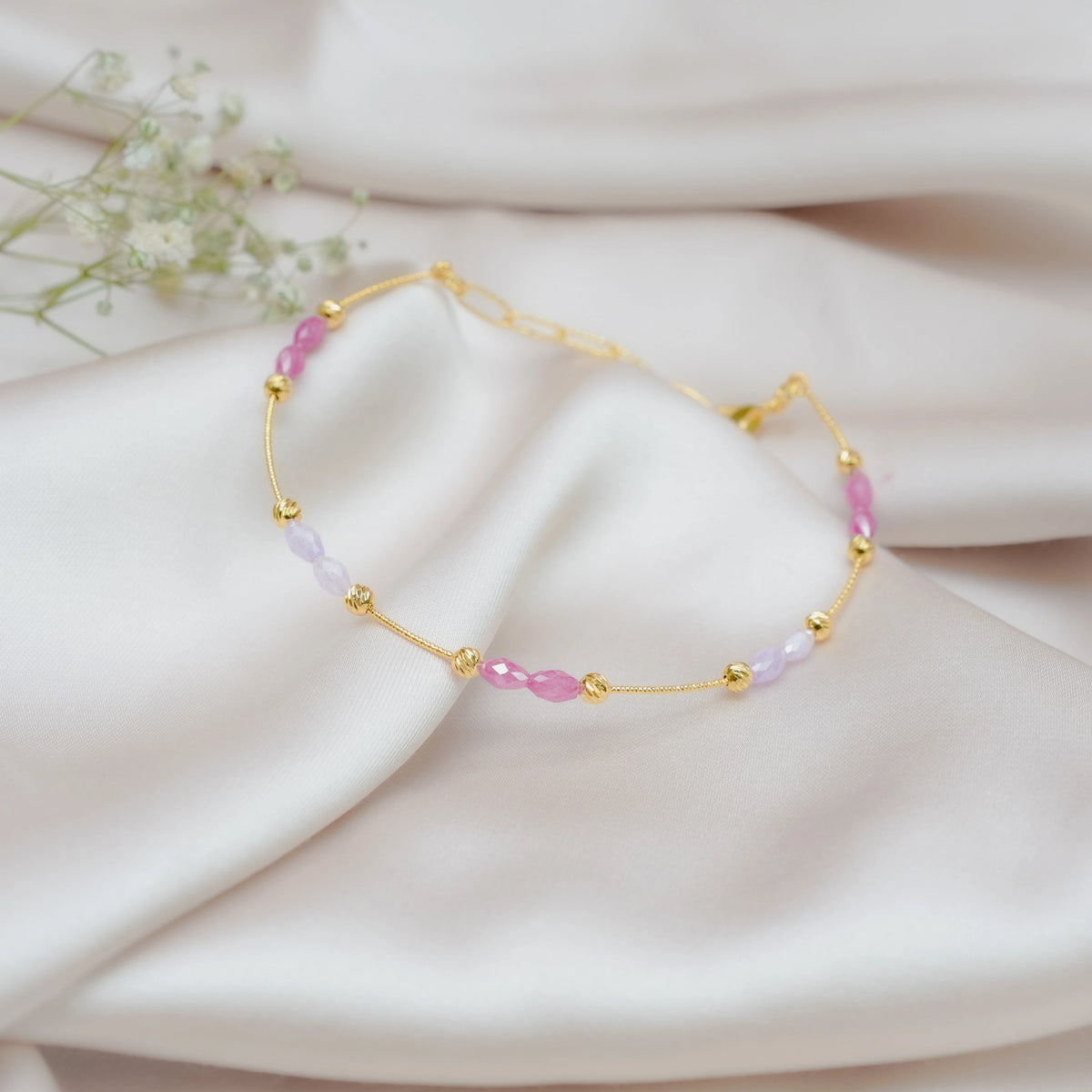 925 Silver Golden Plated Lucky Bead Bracelet