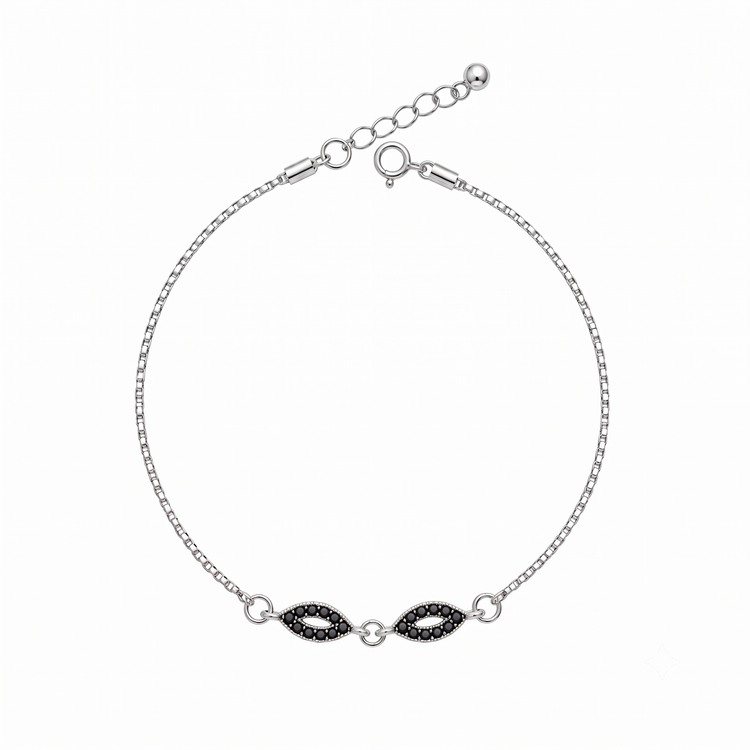 925 Silver Midnight Spark Marquise Anklet (Pack of 2)