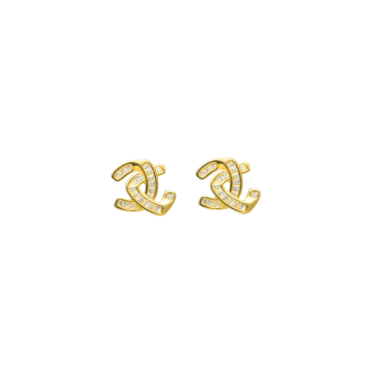 925 Silver Gold Interlock Radiance Studs - 925 sterling silver earrings by Tassya Silver