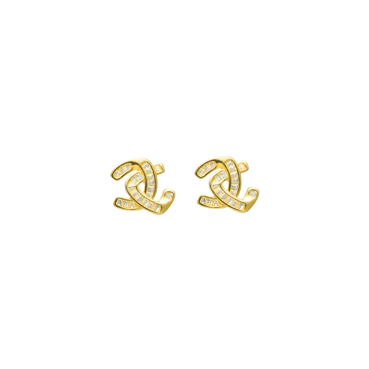 925 Silver Gold Interlock Radiance Studs - 925 sterling silver earrings by Tassya Silver