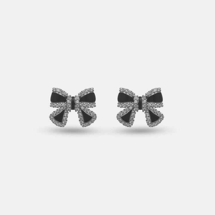 925 Silver Velvet Bow Studs - 925 sterling silver earrings by Tassya Silver