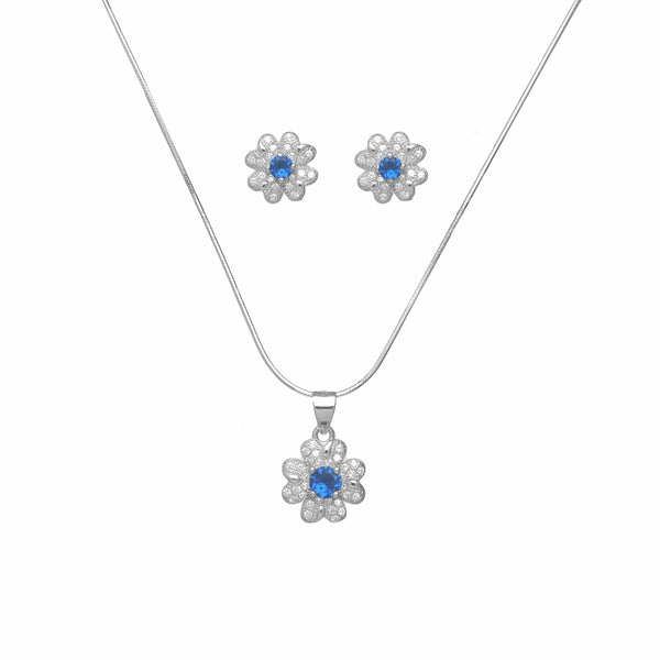 925 Silver Blue Blossom Chain Pendant