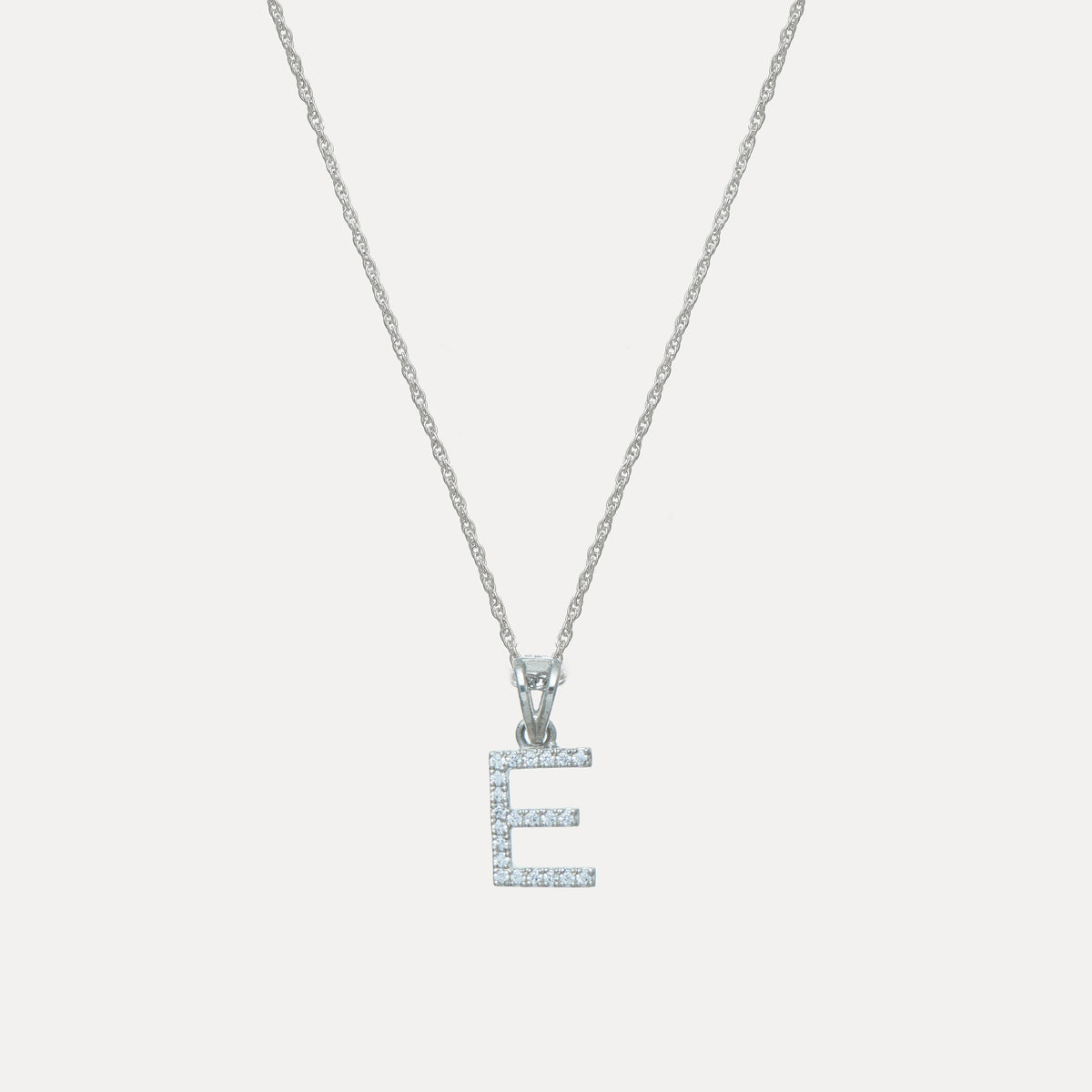 925 Silver "E" Initial Chain Pendant - 925 sterling silver pendant by Tassya Silver