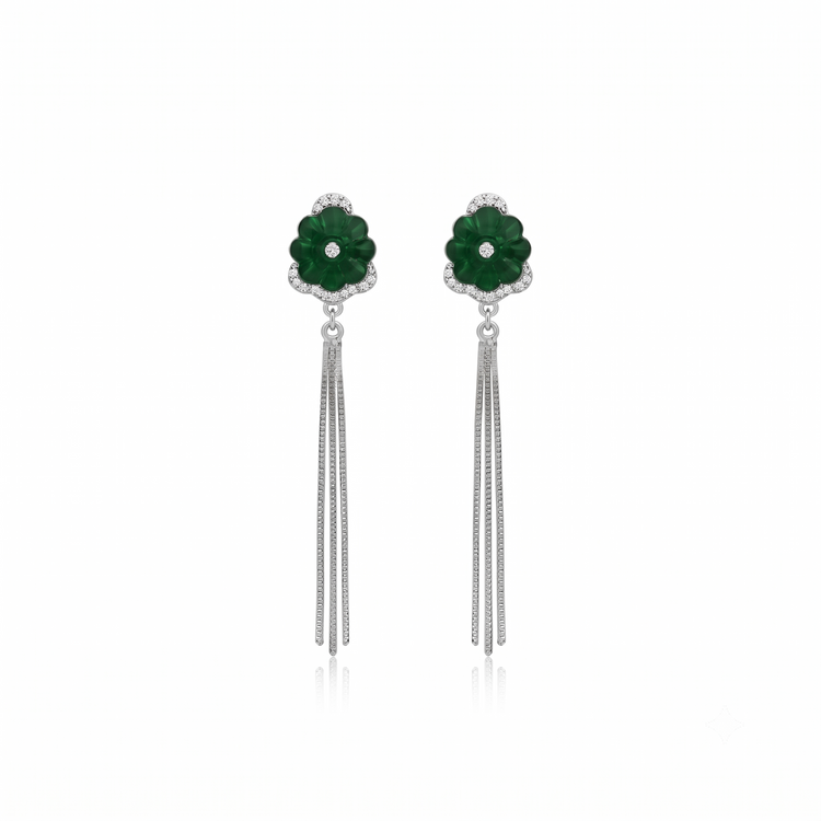 925 Silver Forest Blossom Tassel Earrings