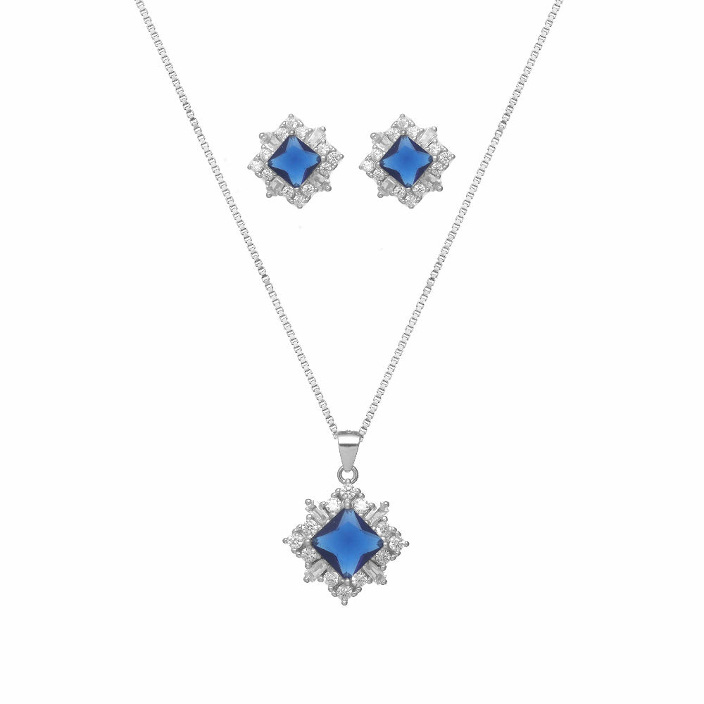 925 Silver Blue Star Chain Pendant - 925 sterling silver pendant by Tassya Silver