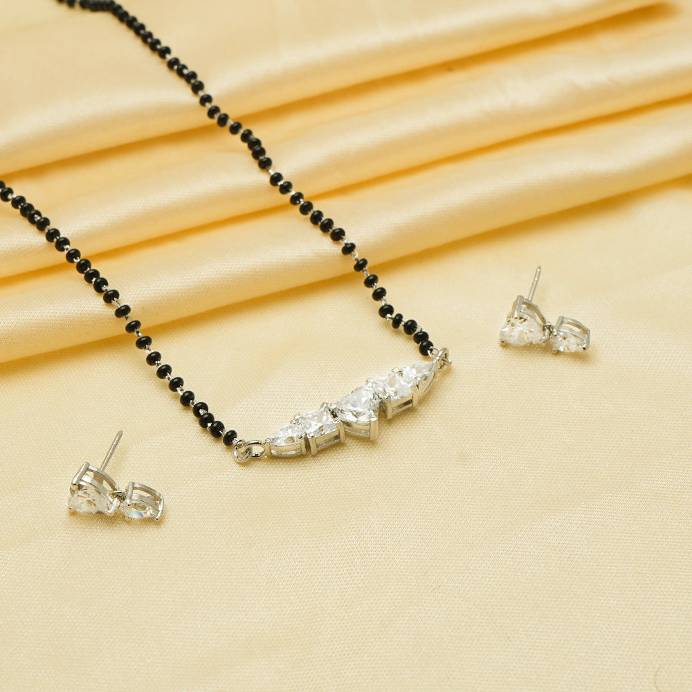 925 Silver Heartline Spark Mangalsutra Set - 925 sterling silver mangalsutra by Tassya Silver