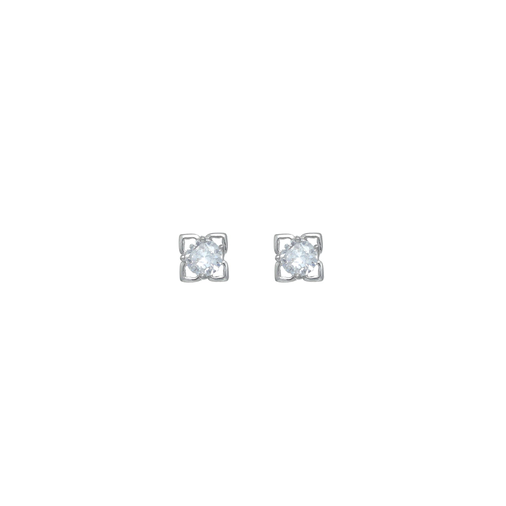 925 Silver Cushion Cut Baby Studs - 925 sterling silver earrings by Tassya Silver