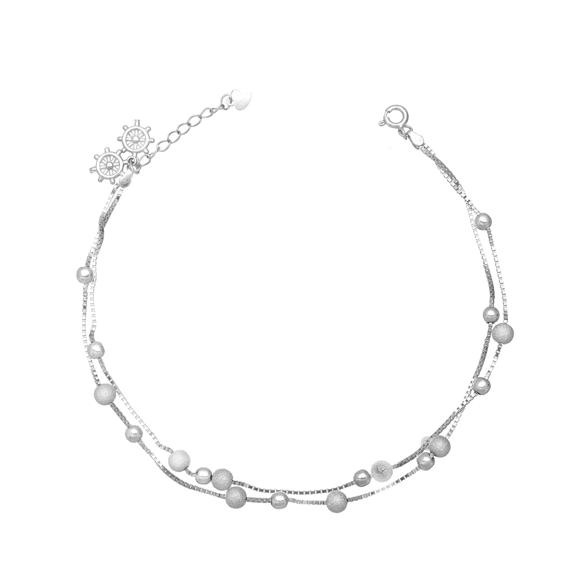 925 Silver Nautical Charm Anklet - 925 sterling silver anklet by Tassya Silver