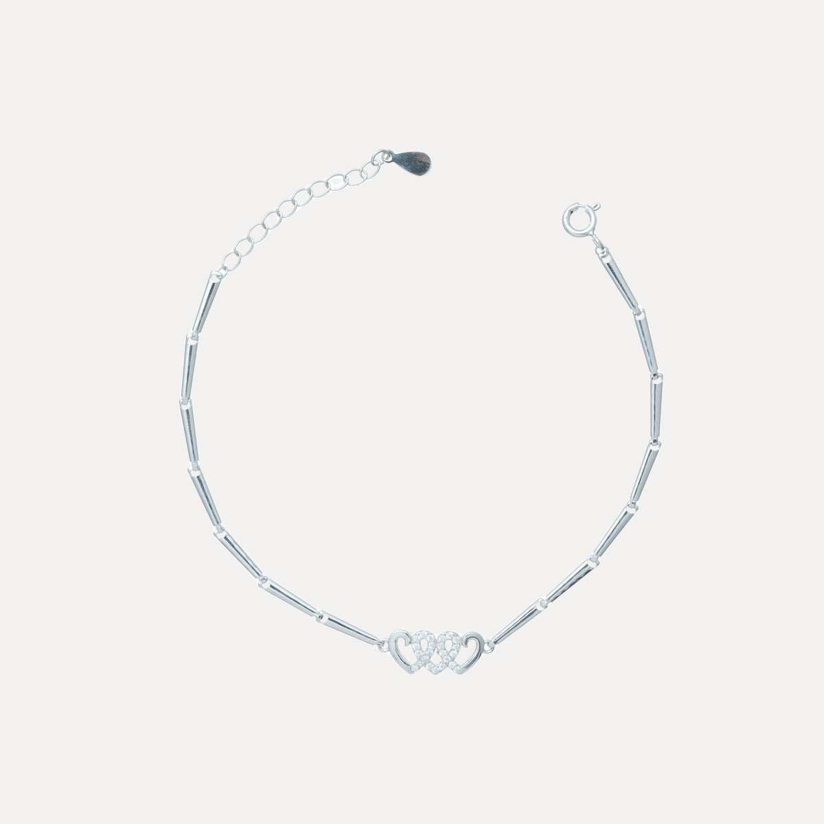 925 Silver Infinity Heart Bracelet - 925 sterling silver bracelet by Tassya Silver