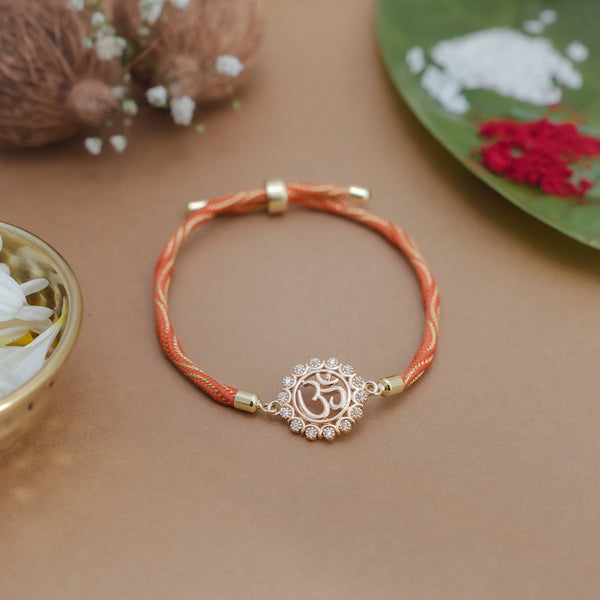 925 Rosegold Silver Om Kripa Rakhi