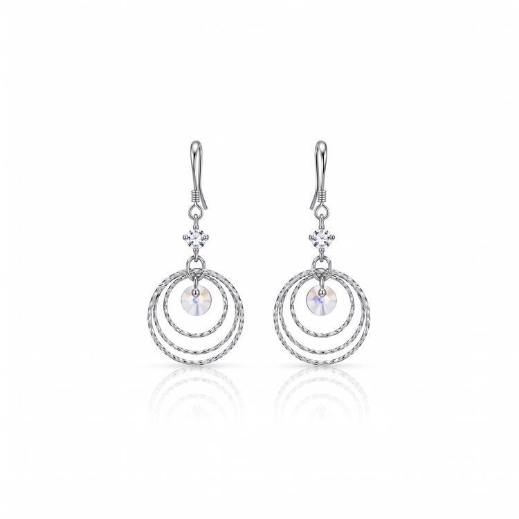 925 Silver Triple Orbit Drop Earrings
