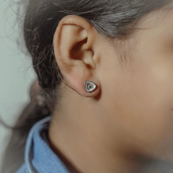 925 Silver Emerald Gleam Triangle Baby Studs