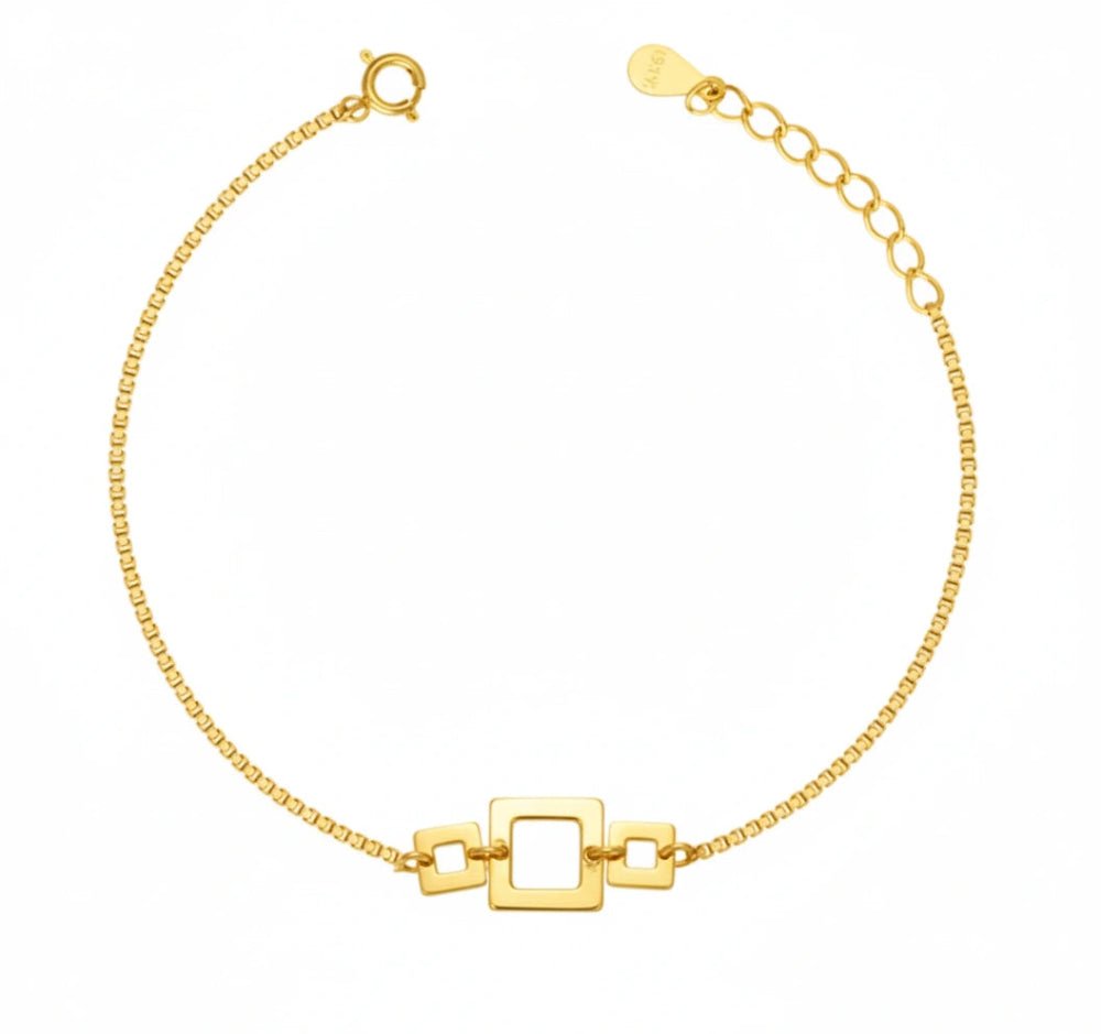 925 Silver Golden Frame Charm Bracelet - 925 sterling silver bracelet by Tassya Silver