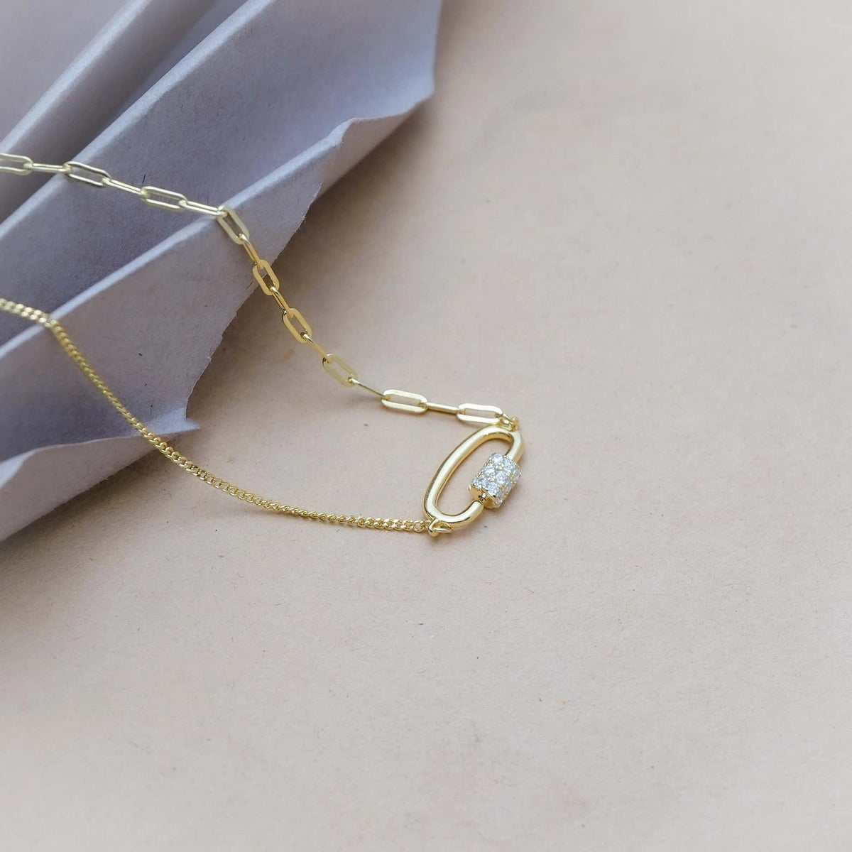 925 Silver Golden Link Chain Pendant - 925 sterling silver pendant by Tassya Silver