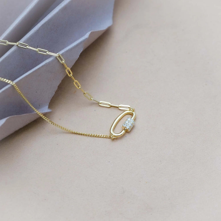 925 Silver Golden Link Chain Pendant - 925 sterling silver pendant by Tassya Silver