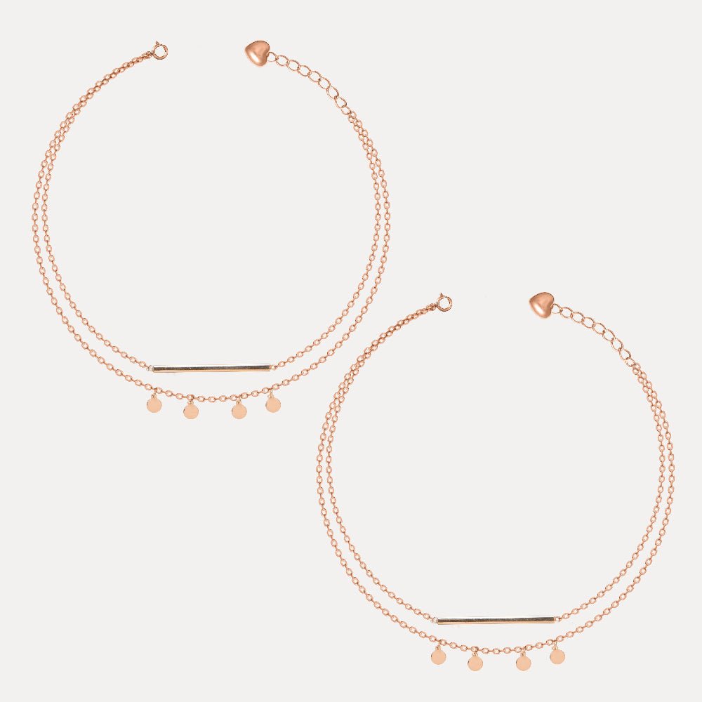925 Silver Golden Minimal Droplet Anklet - 925 sterling silver anklet by Tassya Silver