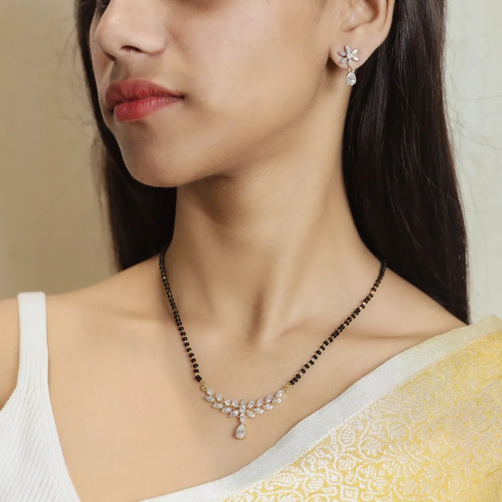 925 Silver Gold Starlight Mangalsutra Set - 925 sterling silver mangalsutra by Tassya Silver