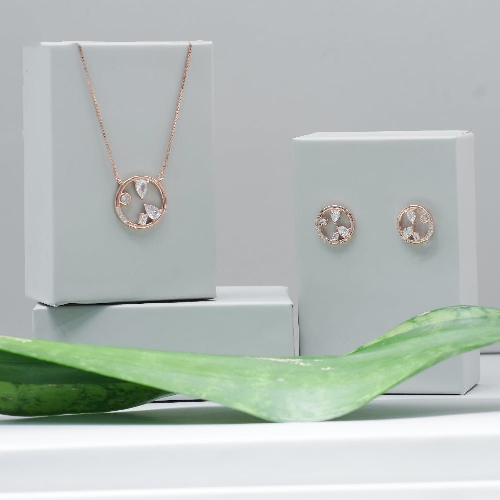 925 Silver Rose Gold Circle Chain Pendant Top - 925 sterling silver pendant by Tassya Silver