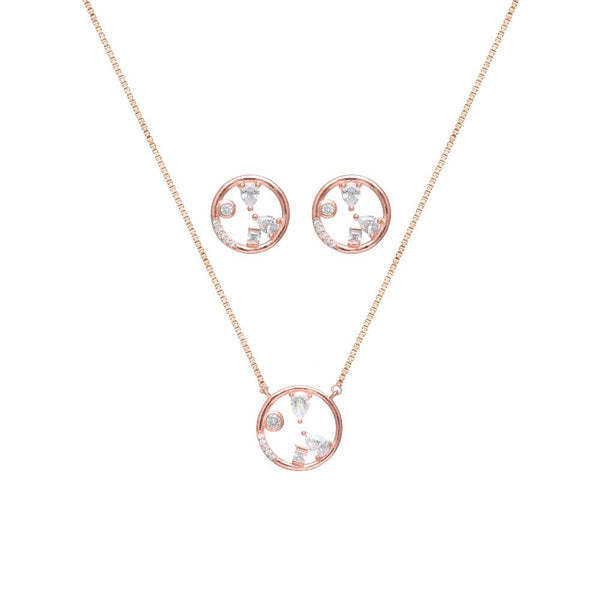925 Silver Rose Gold Circle Chain Pendant Top