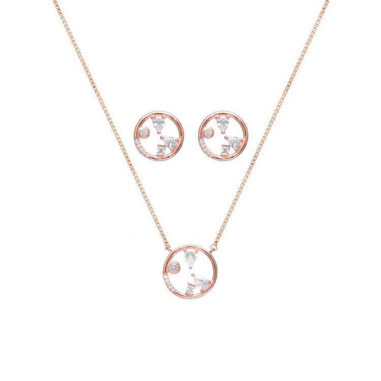 925 Silver Rose Gold Circle Chain Pendant Top - 925 sterling silver pendant by Tassya Silver