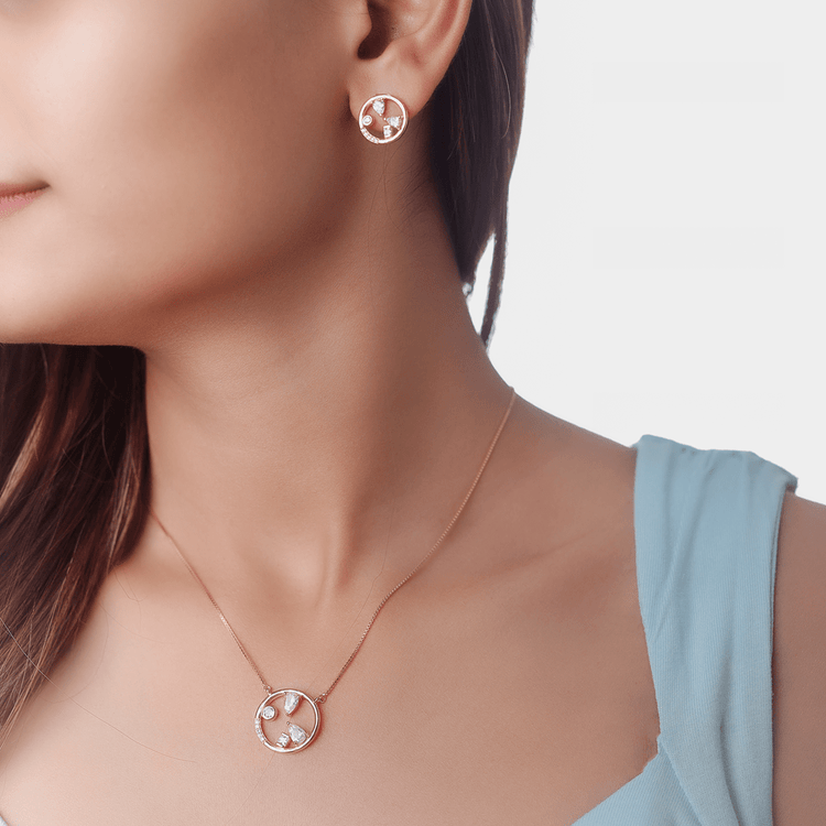 925 Silver Rose Gold Circle Chain Pendant Top - 925 sterling silver pendant by Tassya Silver