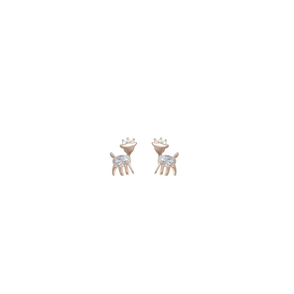 925 Silver Rose Gold Fawn Baby Studs - 925 sterling silver earrings by Tassya Silver