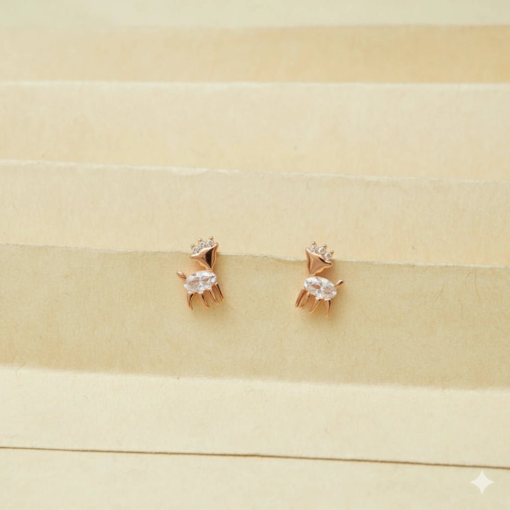 925 Silver Rose Gold Fawn Baby Studs - 925 sterling silver earrings by Tassya Silver