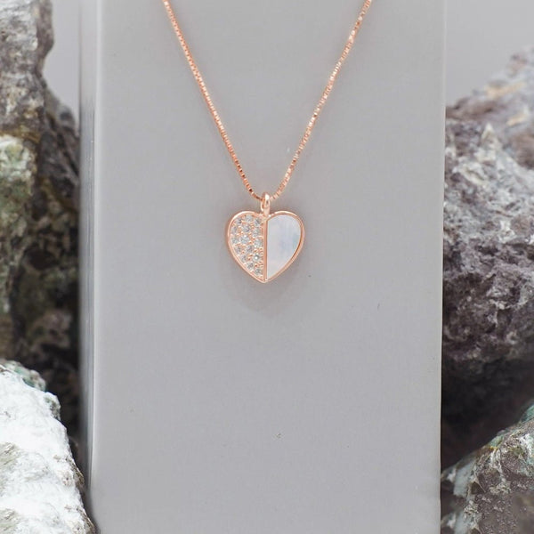 925 Silver Rose Gold Half-Glow Heart Pendant