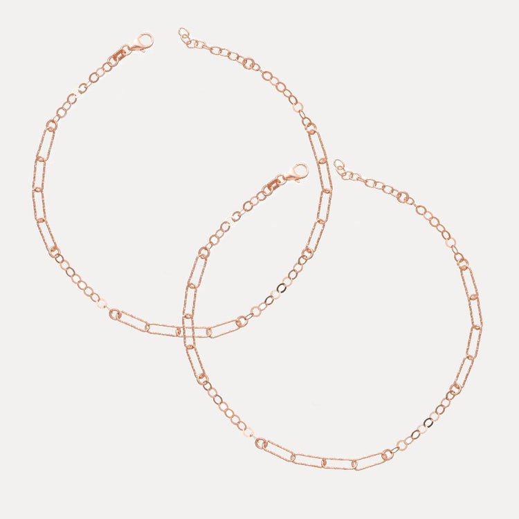 925 Silver Rosegold Chain Link Anklet - 925 sterling silver anklet by Tassya Silver