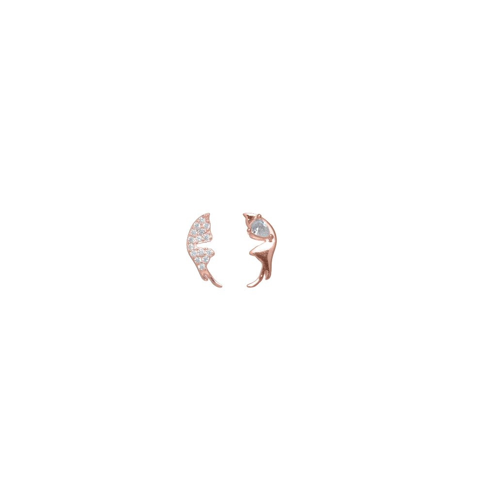 925 Silver Rose Gold Deer Baby Studs - 925 sterling silver earrings by Tassya Silver