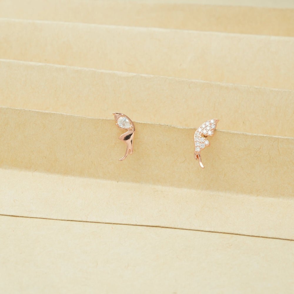 925 Silver Rose Gold Deer Baby Studs - 925 sterling silver earrings by Tassya Silver