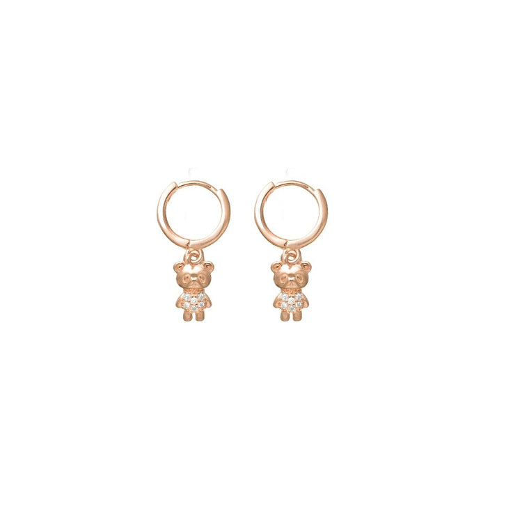 925 Silver Rose Gold Teddy Baby Hoops - 925 sterling silver earrings by Tassya Silver