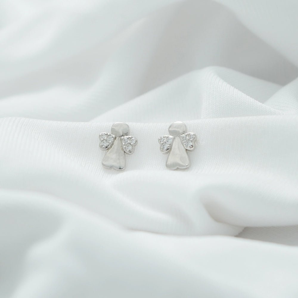 925 Silver Angel Wing Baby Studs - 925 sterling silver earrings by Tassya Silver