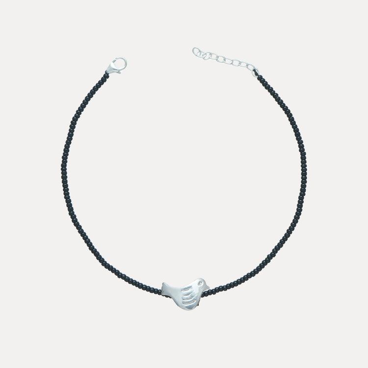 925 Silver Bird Charm Anklet - 925 sterling silver anklet by Tassya Silver