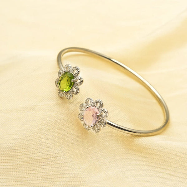 925 Silver Blooming Duo Gemstone Kada