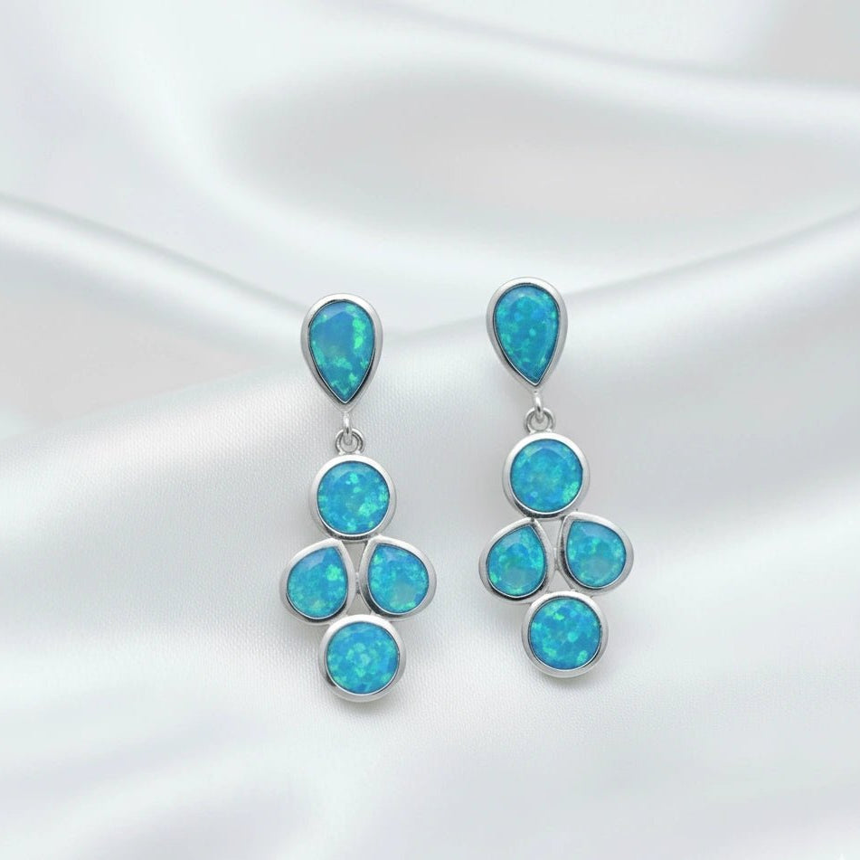 925 Silver Blossom Opal Earrings - 925 sterling silver earrings by Tassya Silver
