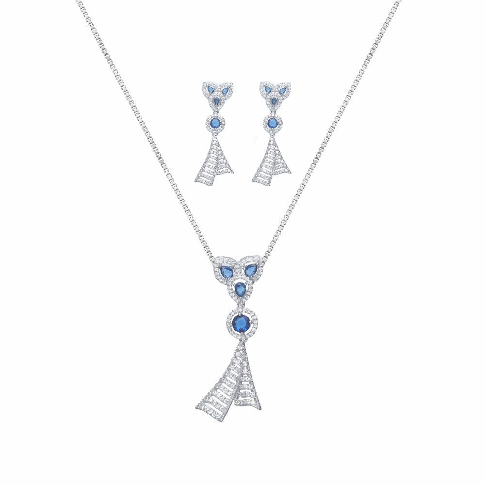 925 Silver Blue Elegance Chain Pendant - 925 sterling silver pendant by Tassya Silver