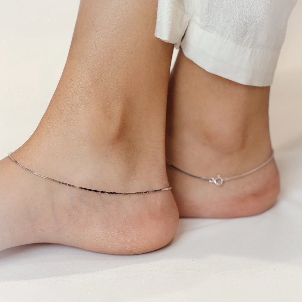 925 Silver Classic Thin Anklet - 925 sterling silver anklet by Tassya Silver