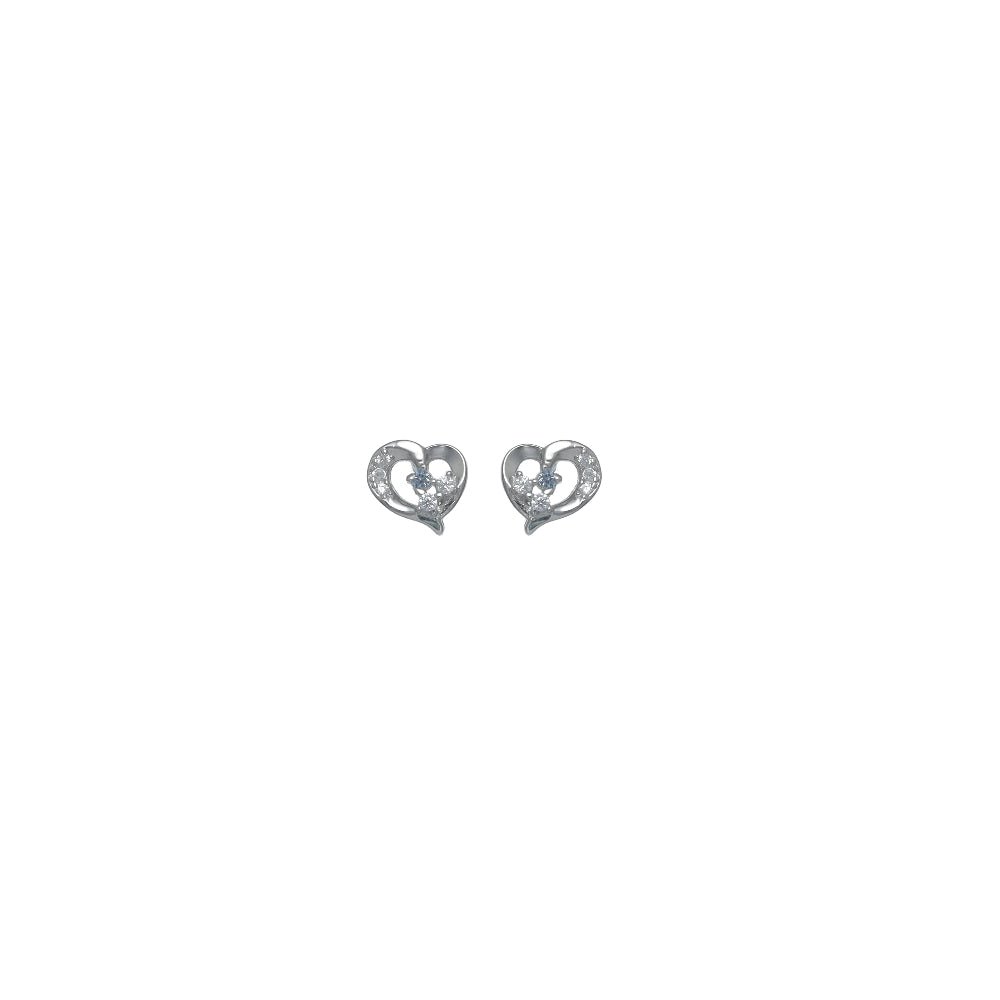 925 Silver Crystal Heartbeat Baby Studs - 925 sterling silver earrings by Tassya Silver
