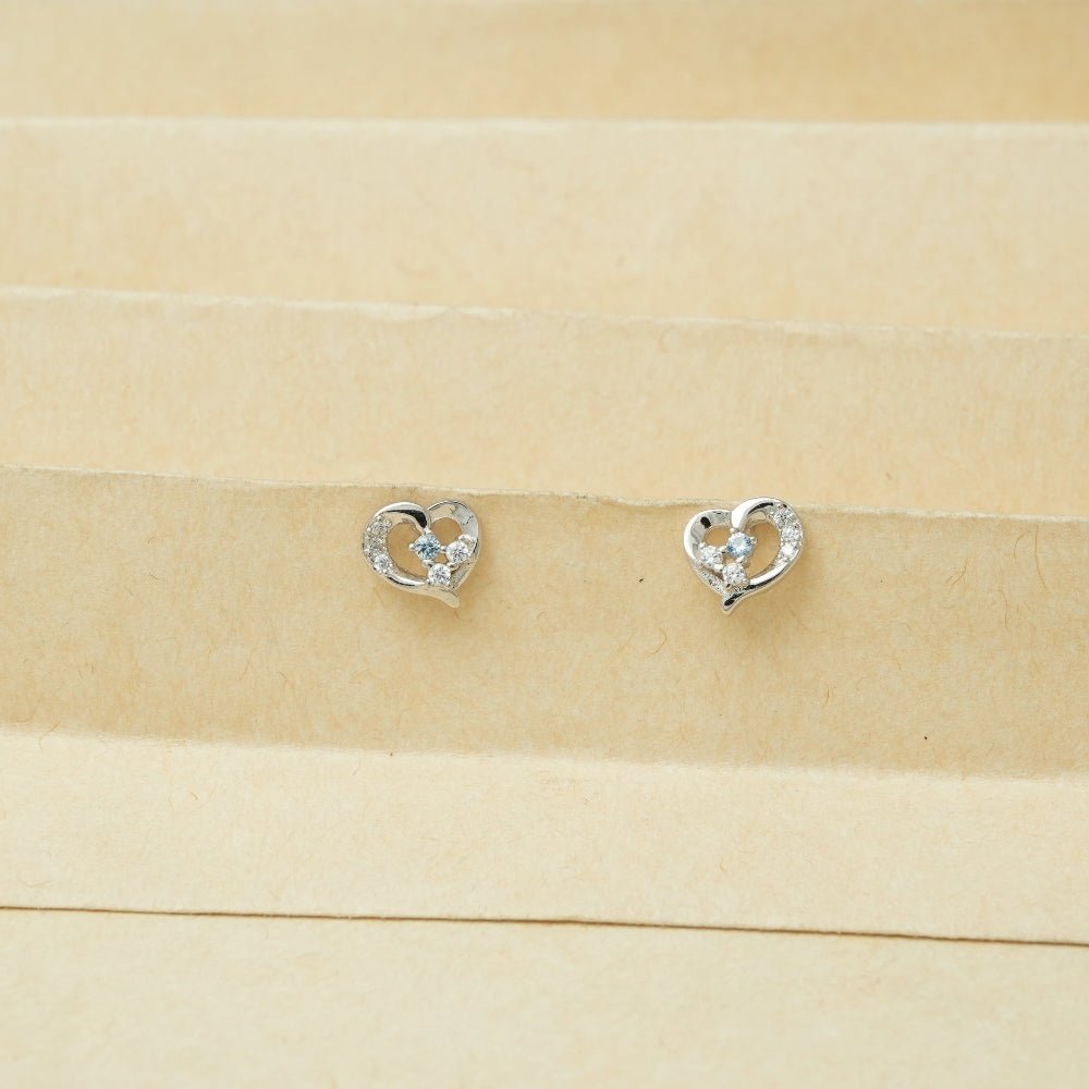 925 Silver Crystal Heartbeat Baby Studs - 925 sterling silver earrings by Tassya Silver