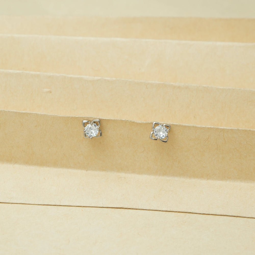 925 Silver Cushion Cut Baby Studs - 925 sterling silver earrings by Tassya Silver