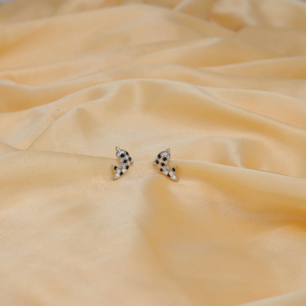 925 Silver Dolphin Dash Baby Studs - 925 sterling silver earrings by Tassya Silver