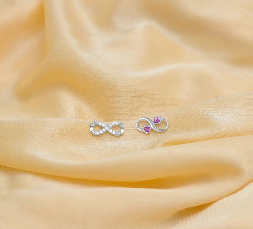 925 Silver Dual Infinity Studs - 925 sterling silver earrings by Tassya Silver