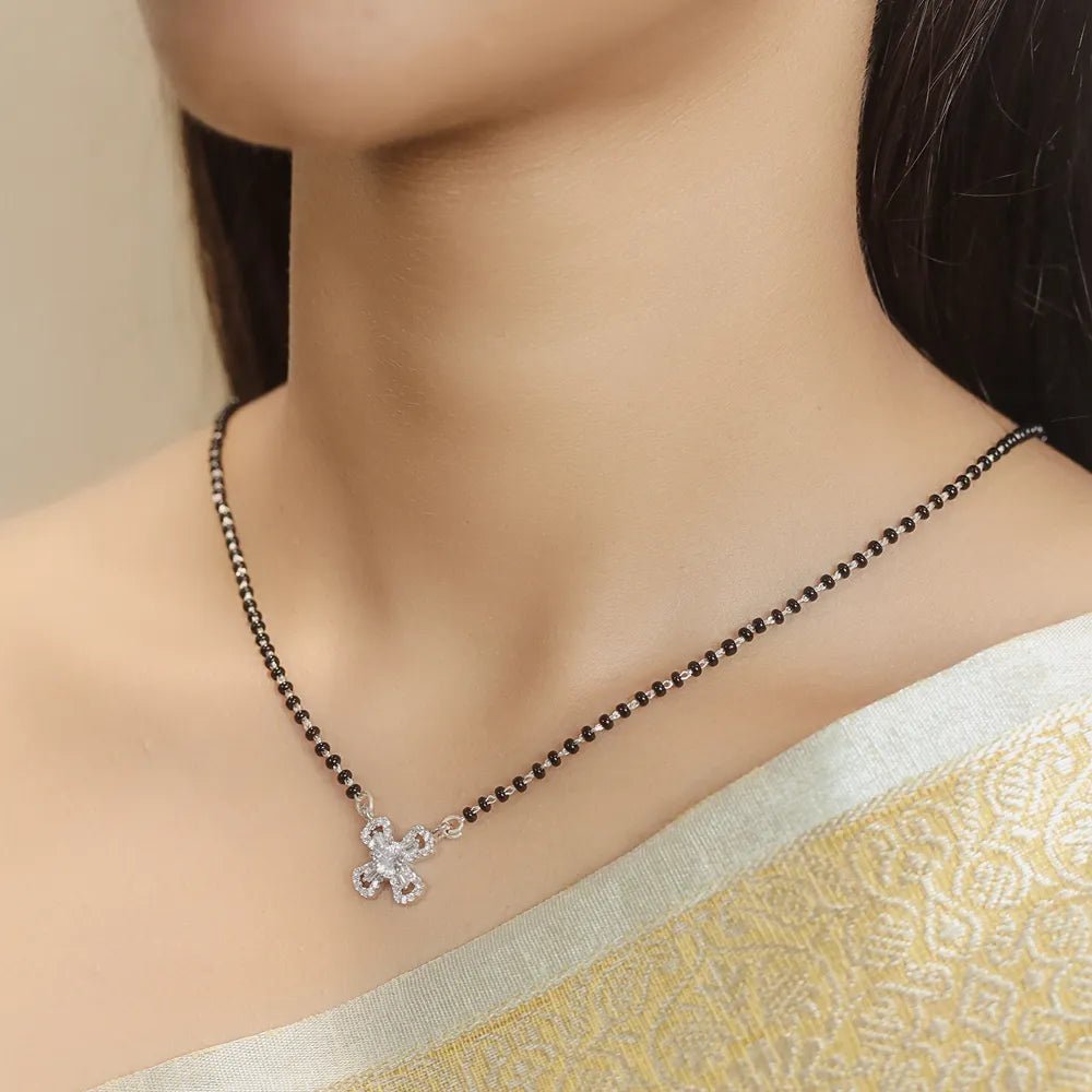 925 Silver Floral Spark Mangalsutra - 925 sterling silver mangalsutra by Tassya Silver